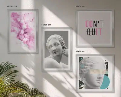 Komplet slika za spavaću sobu s motivom apstraktne skulpture u akvarelu