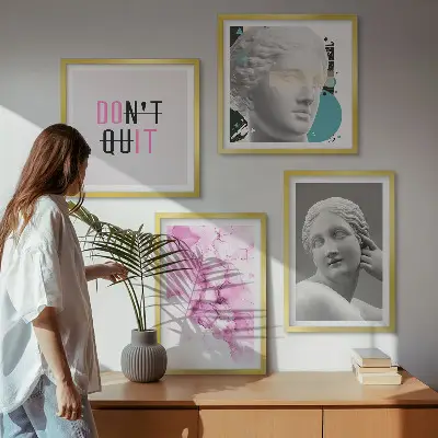 Komplet slika za spavaću sobu s motivom apstraktne skulpture u akvarelu