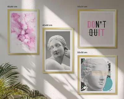 Komplet slika za spavaću sobu s motivom apstraktne skulpture u akvarelu