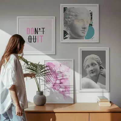Komplet slika za spavaću sobu s motivom apstraktne skulpture u akvarelu