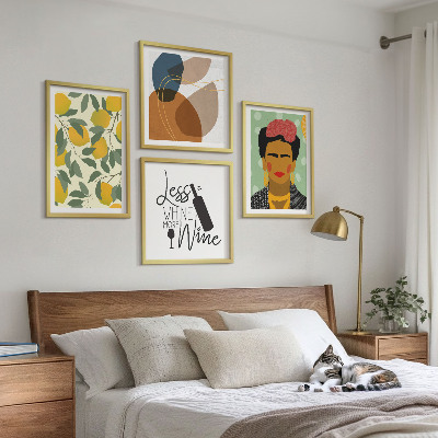 Dekorativni komplet slika za zid Portret Fride s limunovim vinom