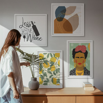 Dekorativni komplet slika za zid Portret Fride s limunovim vinom