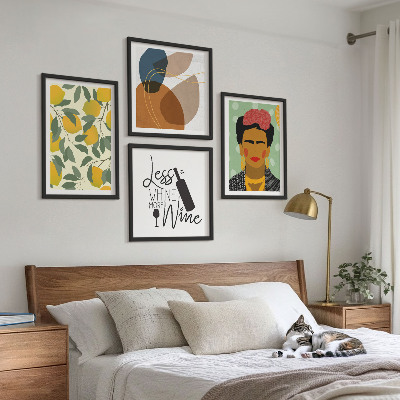 Dekorativni komplet slika za zid Portret Fride s limunovim vinom