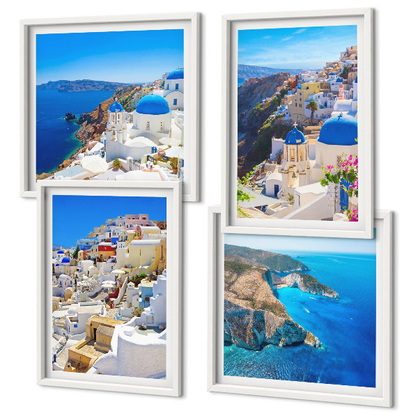 Dekorativni komplet slika za zid Arhitektonski krajolik Oia Santorini Grčka