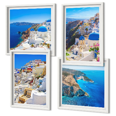 Dekorativni komplet slika za zid Arhitektonski krajolik Oia Santorini Grčka
