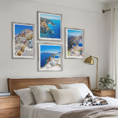 Dekorativni komplet slika za zid Arhitektonski krajolik Oia Santorini Grčka