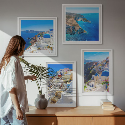 Dekorativni komplet slika za zid Arhitektonski krajolik Oia Santorini Grčka