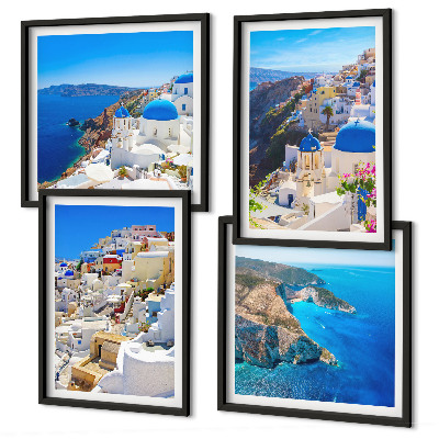 Dekorativni komplet slika za zid Arhitektonski krajolik Oia Santorini Grčka