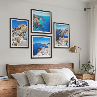 Dekorativni komplet slika za zid Arhitektonski krajolik Oia Santorini Grčka