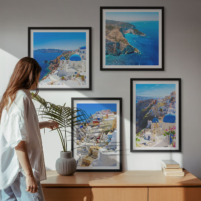 Dekorativni komplet slika za zid Arhitektonski krajolik Oia Santorini Grčka