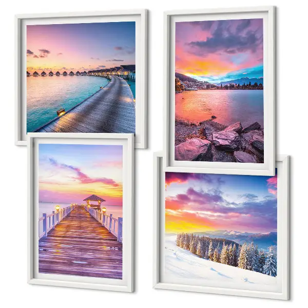 Zimski krajolik planine Pier set od 4 slike u okviru