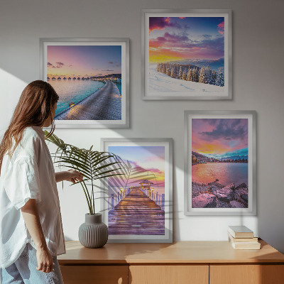 Set 4 slike u okviru Zimski krajolik planine Pier