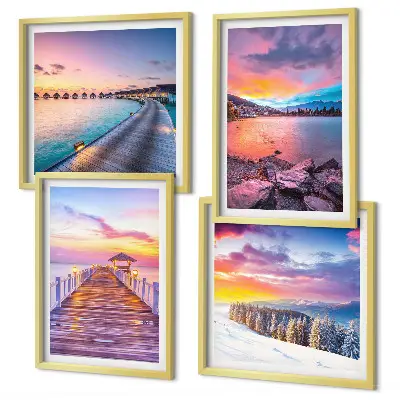 Zimski krajolik planine Pier set od 4 slike u okviru