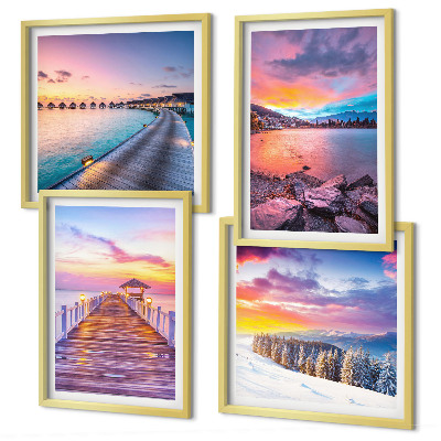 Set 4 slike u okviru Zimski krajolik planine Pier