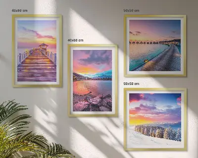 Zimski krajolik planine Pier set od 4 slike u okviru