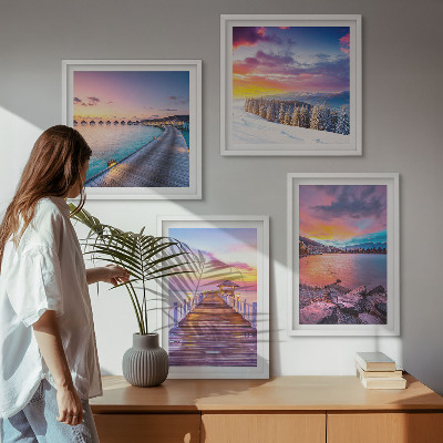 Set 4 slike u okviru Zimski krajolik planine Pier