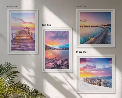 Zimski krajolik planine Pier set od 4 slike u okviru