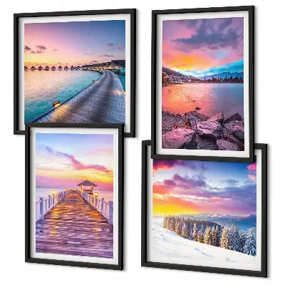 Zimski krajolik planine Pier set od 4 slike u okviru