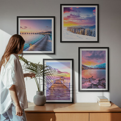 Set 4 slike u okviru Zimski krajolik planine Pier