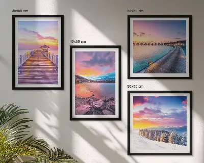 Zimski krajolik planine Pier set od 4 slike u okviru