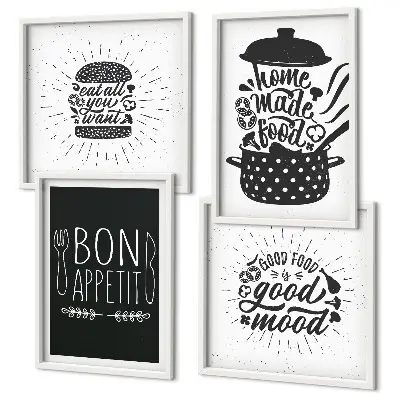 Dekorativni komplet slika za zid s grafičkim sloganima za hranu i kulinarske proizvode