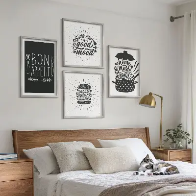 Dekorativni komplet slika za zid s grafičkim sloganima za hranu i kulinarske proizvode
