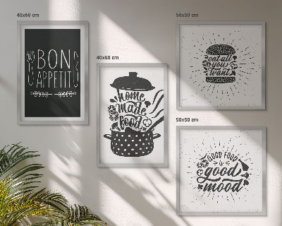 Dekorativni komplet slika za zid Grafički slogani za hranu i kulinarske proizvode