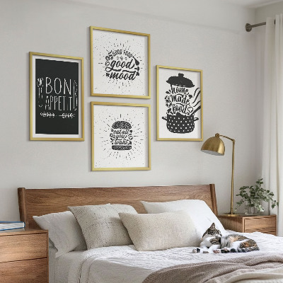 Dekorativni komplet slika za zid Grafički slogani za hranu i kulinarske proizvode