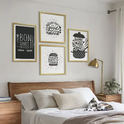 Dekorativni komplet slika za zid s grafičkim sloganima za hranu i kulinarske proizvode