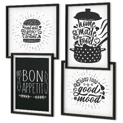 Dekorativni komplet slika za zid Grafički slogani za hranu i kulinarske proizvode