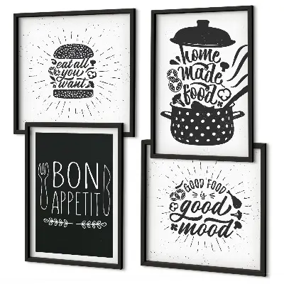 Dekorativni komplet slika za zid s grafičkim sloganima za hranu i kulinarske proizvode
