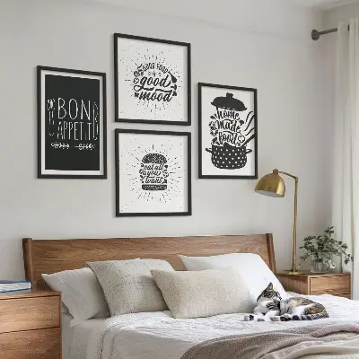 Dekorativni komplet slika za zid s grafičkim sloganima za hranu i kulinarske proizvode