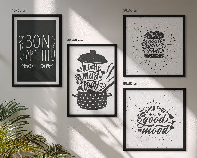 Dekorativni komplet slika za zid Grafički slogani za hranu i kulinarske proizvode