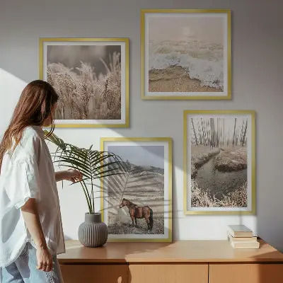 Dekorativni komplet zidnih slika s motivom konja u krajoliku morske trave i šume