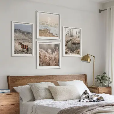 Dekorativni komplet zidnih slika s motivom konja u krajoliku morske trave i šume