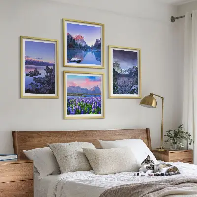 Komplet slika za spavaću sobu planinski krajolici, voda i cvjetno polje