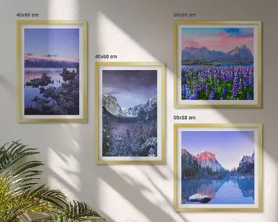 Komplet slika za spavaću sobu planinski krajolici, voda i cvjetno polje