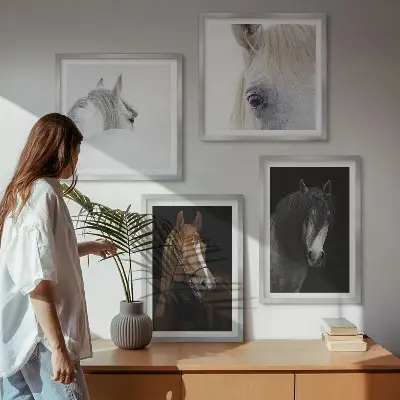 Komplet slika za spavaću sobu portreti konja u koloru