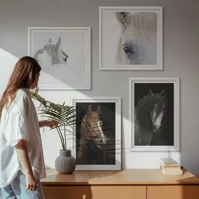 Komplet slika za spavaću sobu portreti konja u koloru