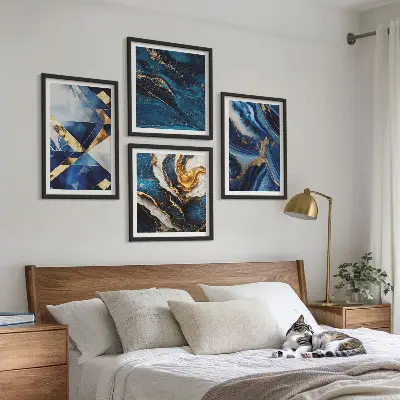 Apstraktni elegantni uzorci set od 4 slike u okviru