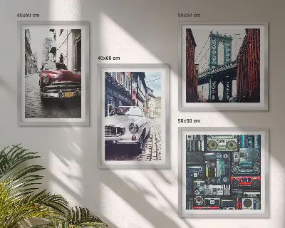 Set od 4 slike u okviru Stari automobili Brooklyn retro motiv