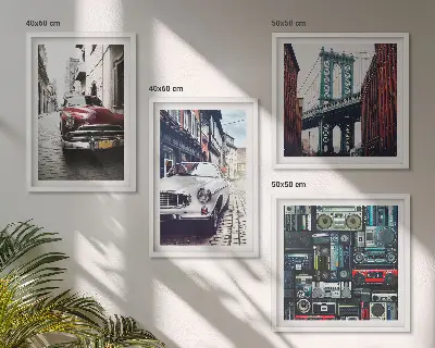 Set od 4 slike u okviru Stari automobili Brooklyn retro motiv