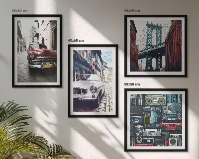Set od 4 slike u okviru Stari automobili Brooklyn retro motiv