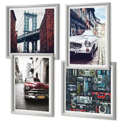 Set od 4 slike u okviru Stari automobili Brooklyn retro motiv
