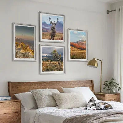 Dekorativni komplet zidnih slika planinski krajolici s motivom jelenje trave