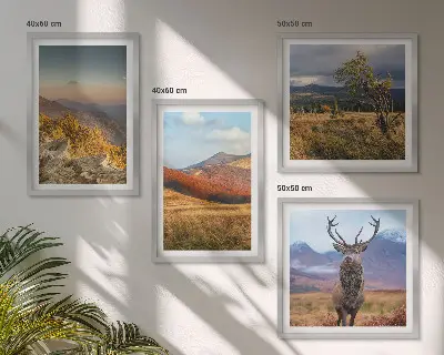 Dekorativni komplet zidnih slika planinski krajolici s motivom jelenje trave