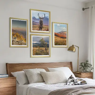 Dekorativni komplet zidnih slika planinski krajolici s motivom jelenje trave