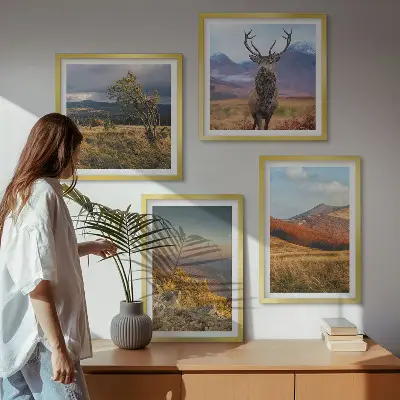 Dekorativni komplet zidnih slika planinski krajolici s motivom jelenje trave