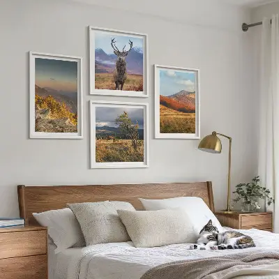 Dekorativni komplet zidnih slika planinski krajolici s motivom jelenje trave