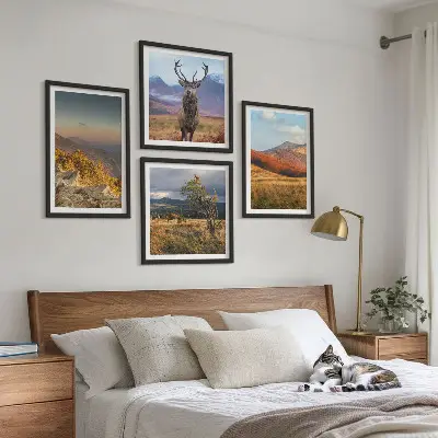 Dekorativni komplet zidnih slika planinski krajolici s motivom jelenje trave